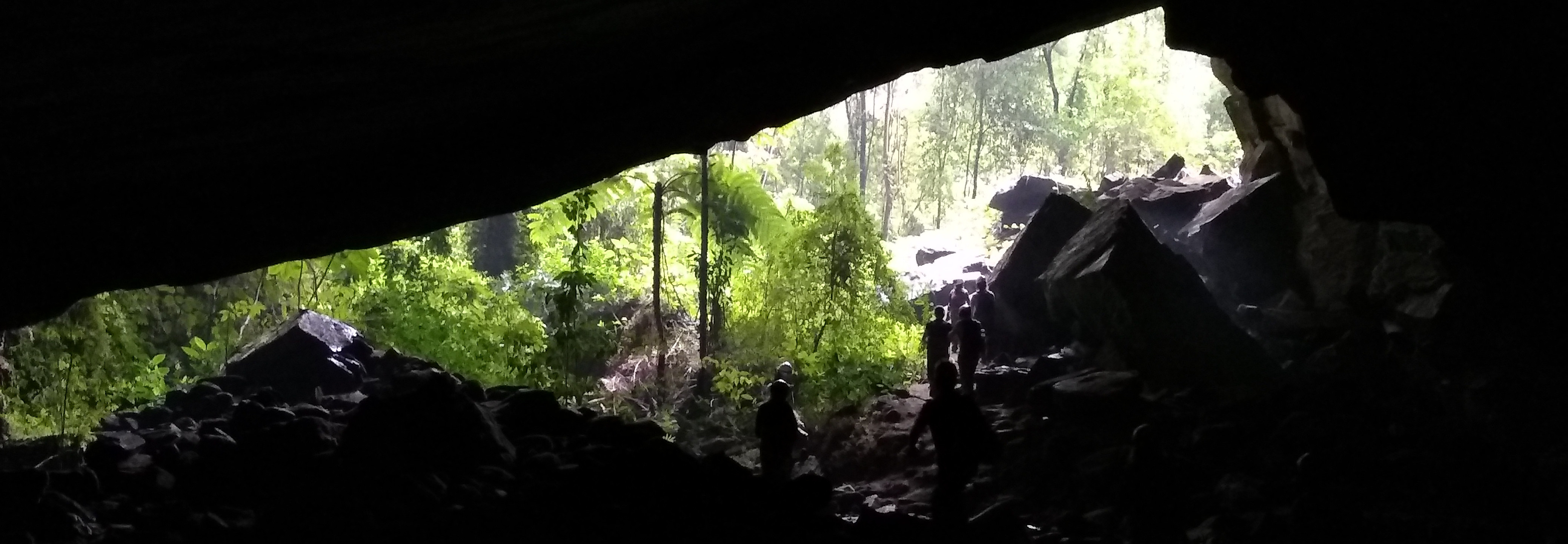 Shadowy cave entrance in southern Brazil